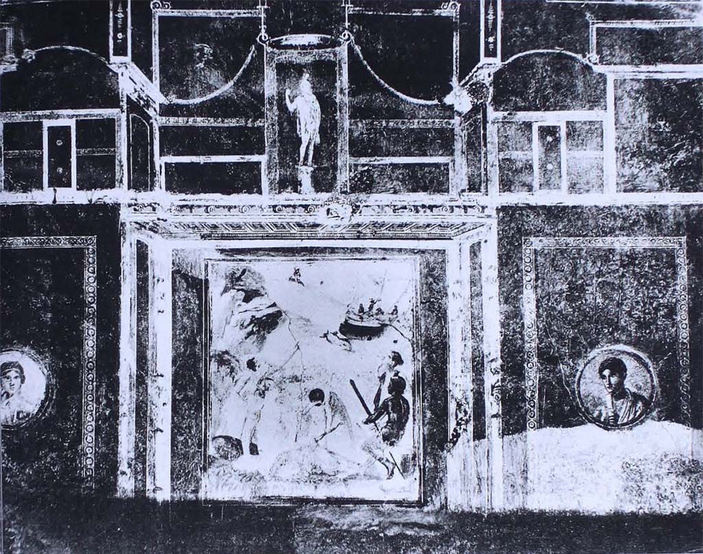 VII.12.26 Pompeii. Drawing by Nicola La Volpe, of painting of Ariadne abandoned, now faded and lost, which would have been seen on the north wall of triclinium.
Now in Naples Archaeological Museum. Inventory number ADS 743.
Photo © ICCD. http://www.catalogo.beniculturali.it
Utilizzabili alle condizioni della licenza Attribuzione - Non commerciale - Condividi allo stesso modo 2.5 Italia (CC BY-NC-SA 2.5 IT)
