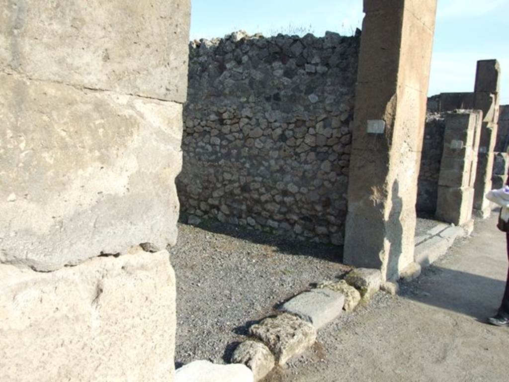 VII.13.6 Pompeii. December 2007. Looking east to entrance doorway and east wall.