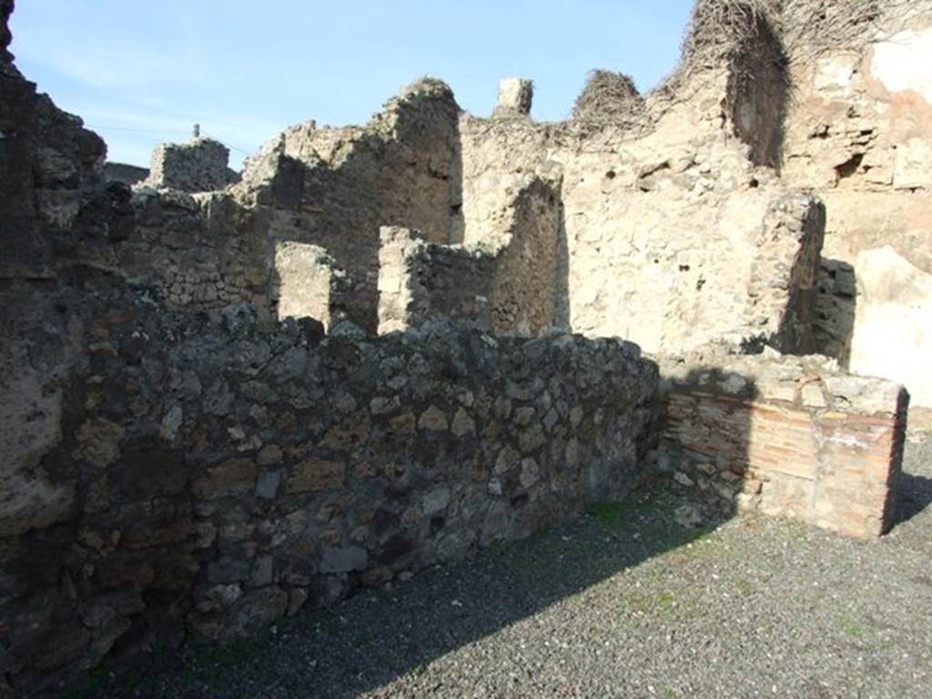 VII.14.3 Pompeii. December 2007. West wall with site of latrine in north-west corner.