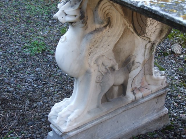 VII.15.13 Pompeii. December 2007. Highly decorative Griffin marble support for marble table or cartibulum.