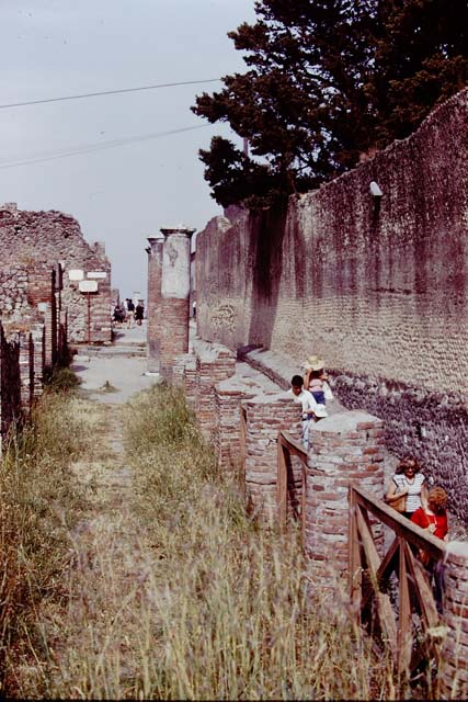 VII.16.1, Pompeii, on left. September 2019. Looking north-east across insula towards VII.15.1/2, la Casa del Marinaio, with roof.
Photo courtesy of Klaus Heese.
