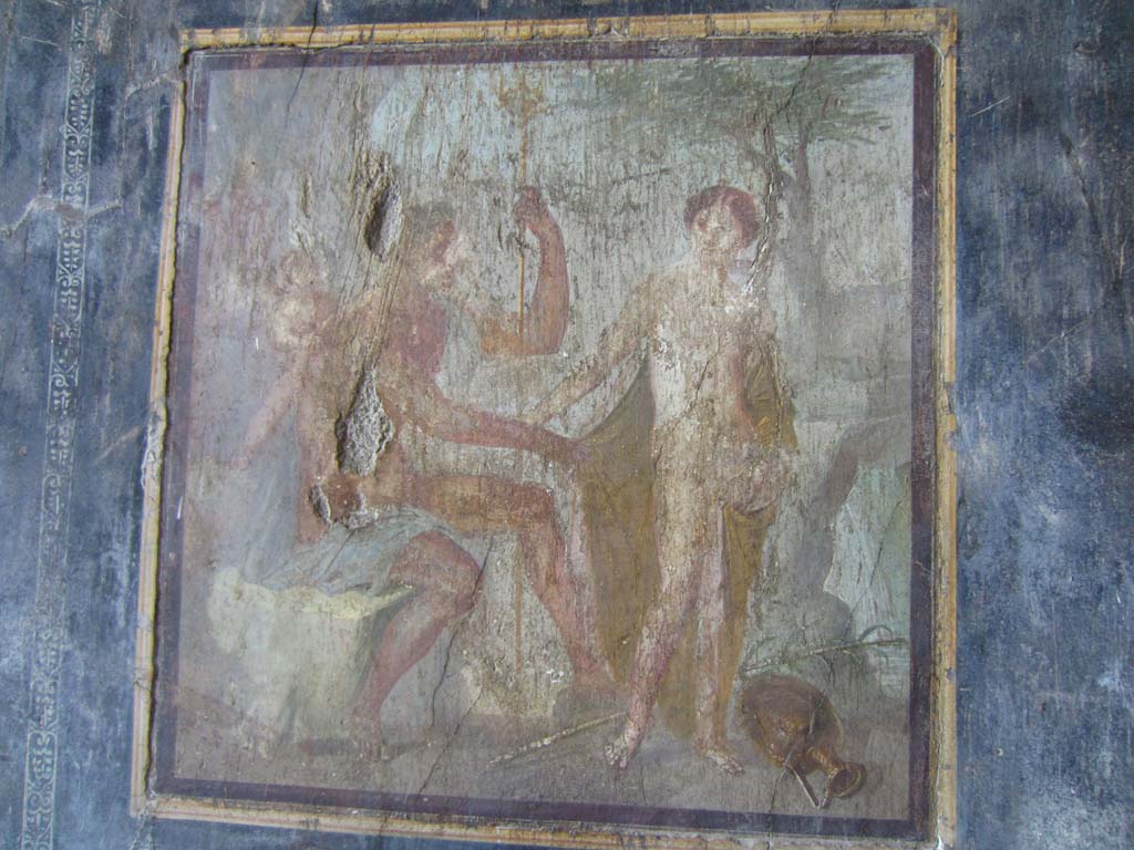 VII.16.17-22 Pompeii. May 2012. Wall painting from centre of east wall of oecus. Photo courtesy of Marina Fuxa.
