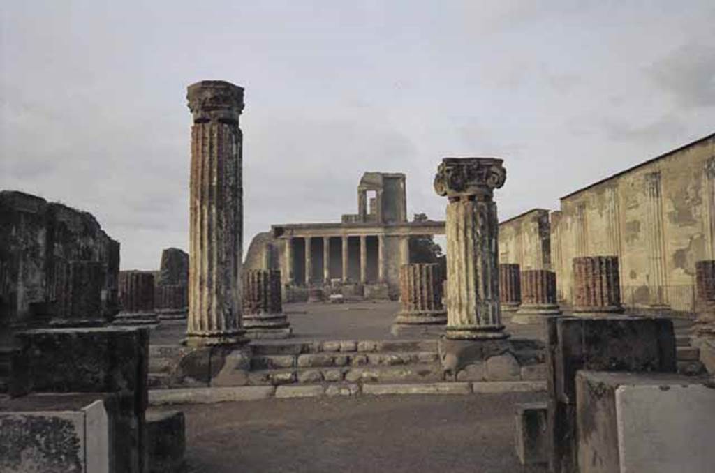 VIII.1.1 Pompeii. May 2010. Looking west from the Forum, across entrance steps into Basilica. Photo courtesy of Rick Bauer.