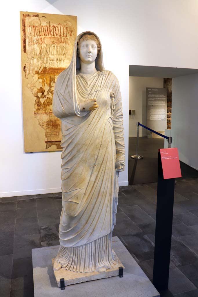VIII.1.4 Pompeii. February 2021. Statue of Livia, found in peristyle of Villa of Mysteries. 
Photo courtesy of Fabien Bivre-Perrin (CC BY-NC-SA).
