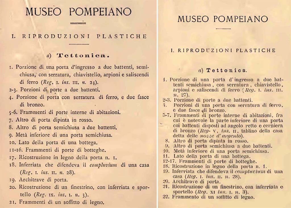 Fiorelli, G., 1877. Guida di Pompei, (p.87) and Fiorelli, G., 1897. Guida di Pompei, (p.91).