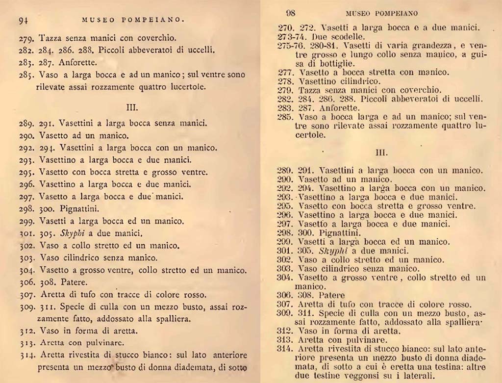 VIII.1.4 Pompeii Antiquarium. Fiorelli, G., 1877. Guida di Pompei. (p.94). Fiorelli, G., 1897. Guida di Pompei, (p.98).