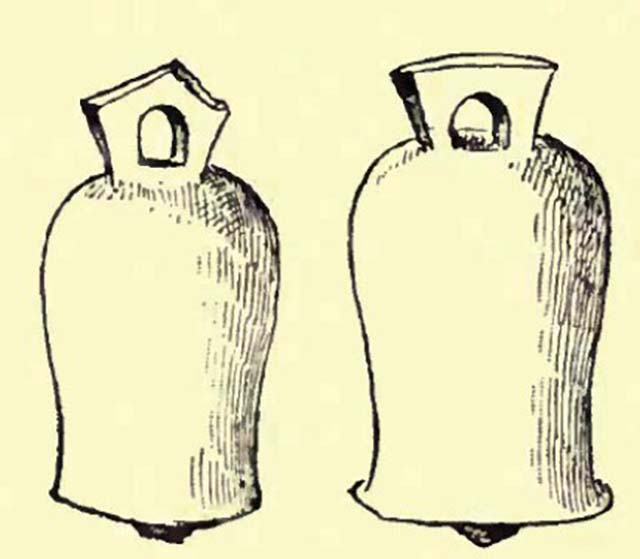 VIII.1.4 Pompeii Antiquarium. Drawing by Gusman of small bells from Pompeii Museum.
See Gusman P., 1900. Pompeii: The City, Its Life & Art. London: Heinemann, p.128.
