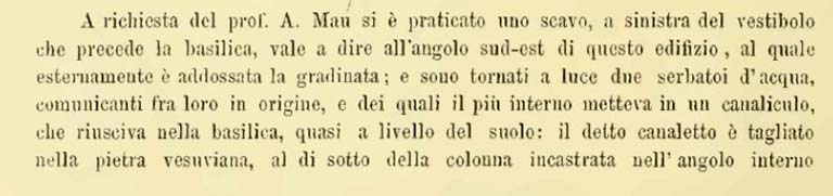 See Notizie degli Scavi di Antichità, 1884, (p.244).