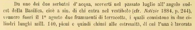 See Notizie degli Scavi di Antichità, 1884, (p.280).