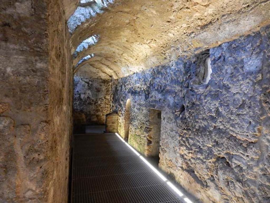 VIII.2.1 Pompeii. May 2018. Lower floor, looking west along corridor/cryptoporticus. Photo courtesy of Buzz Ferebee.