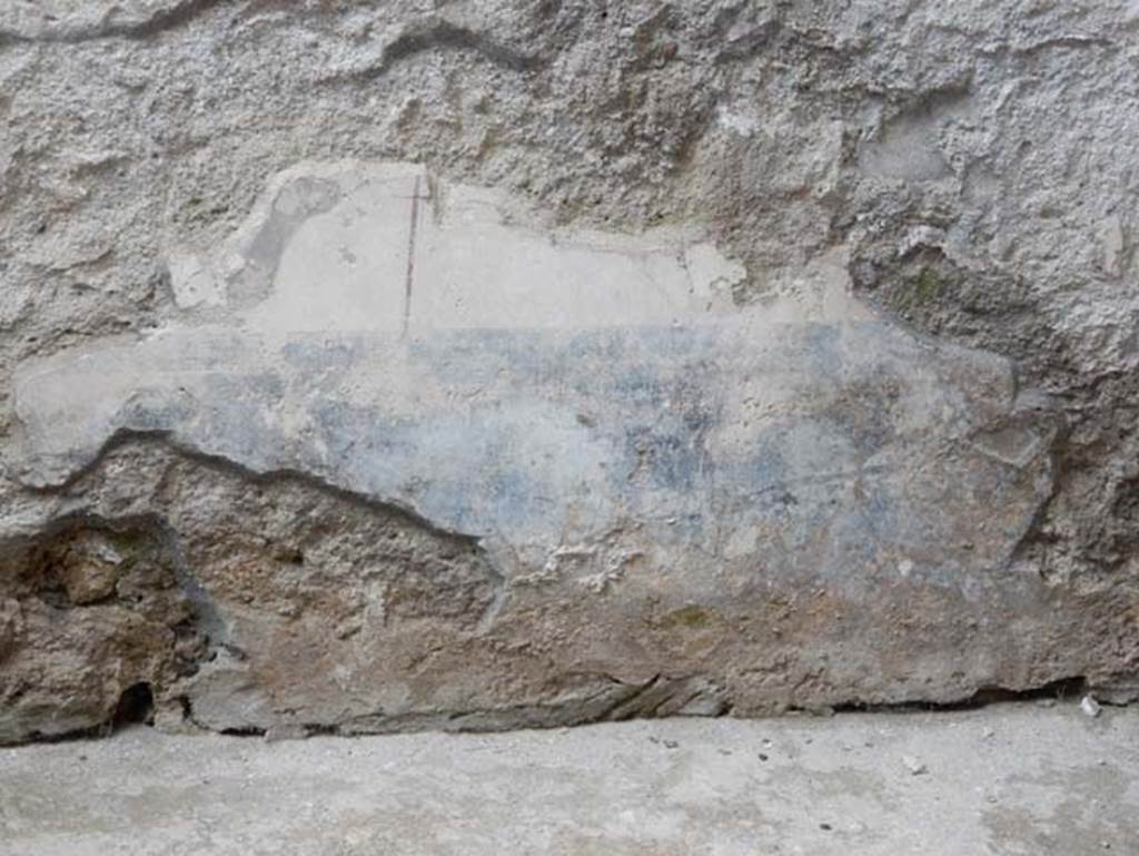 VIII.2.1 Pompeii. May 2018. Lower floor room, remains of black painted zoccolo of west wall. Photo courtesy of Buzz Ferebee.