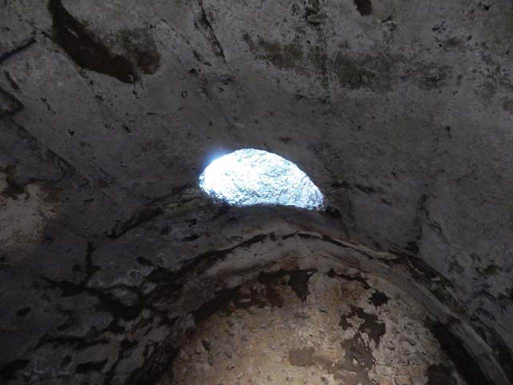 VIII.2.1 Pompeii. May 2018. Looking south in vaulted room towards circular vent in ceiling. Photo courtesy of Buzz Ferebee.
