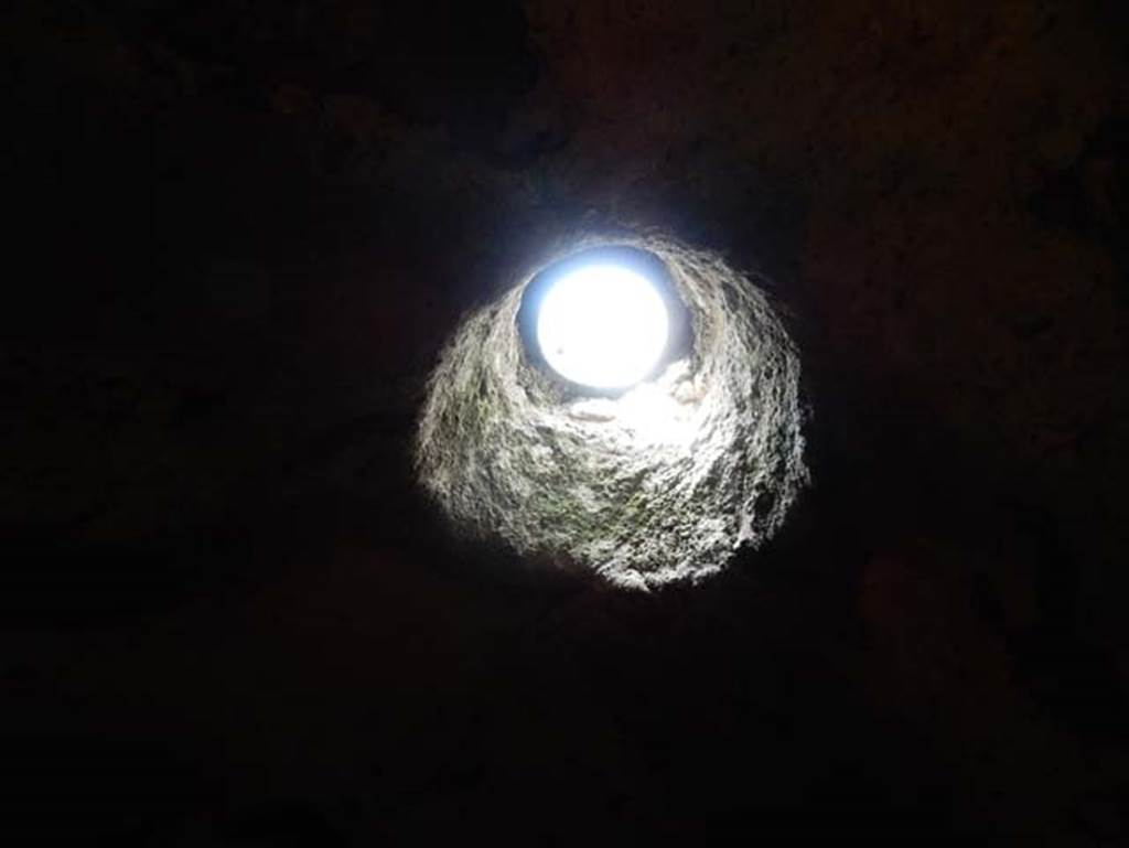 VIII.2.1 Pompeii. May 2018. Circular window in room B on north side of south corridor/cryptoporticus. Photo courtesy of Buzz Ferebee.
