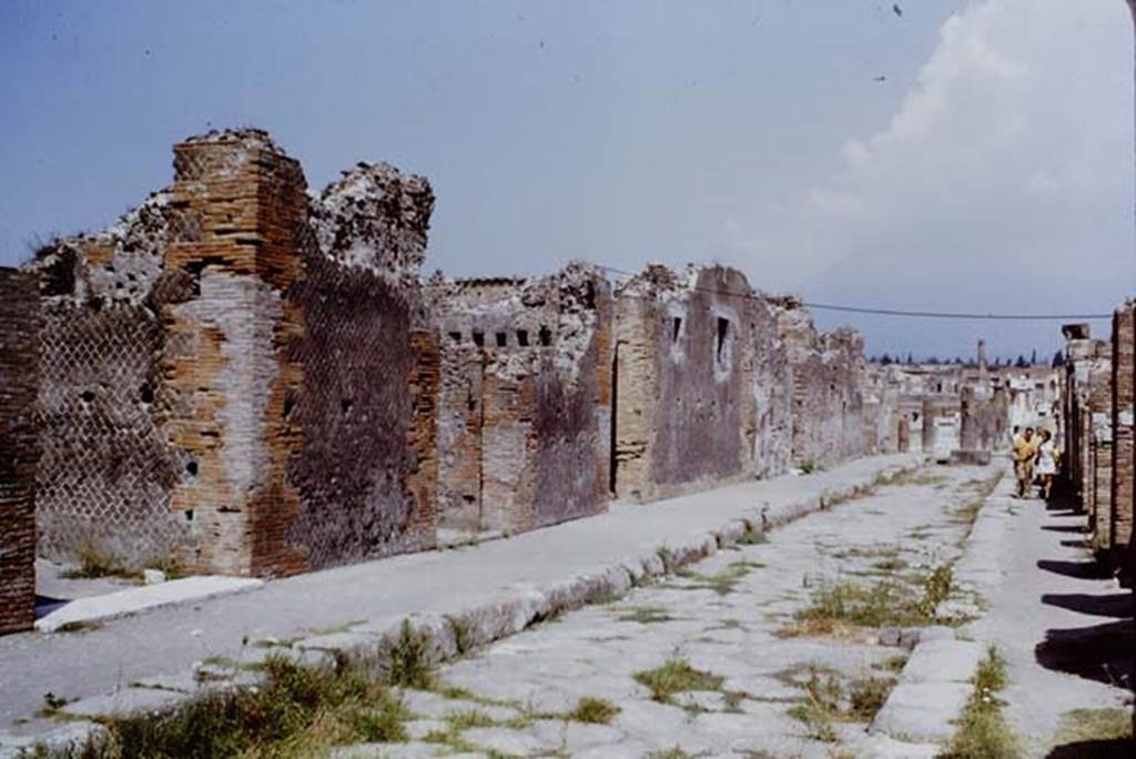 VIII.2.16 Pompeii, on left with white marble sill. 1968. West side of Via delle Scuole, looking south. 
The marble sill of the entrance doorway on the right belongs to VIII.2.13. Photo by Stanley A. Jashemski.
Source: The Wilhelmina and Stanley A. Jashemski archive in the University of Maryland Library, Special Collections (See collection page) and made available under the Creative Commons Attribution-Non-Commercial License v.4. See Licence and use details.
J68f1187

