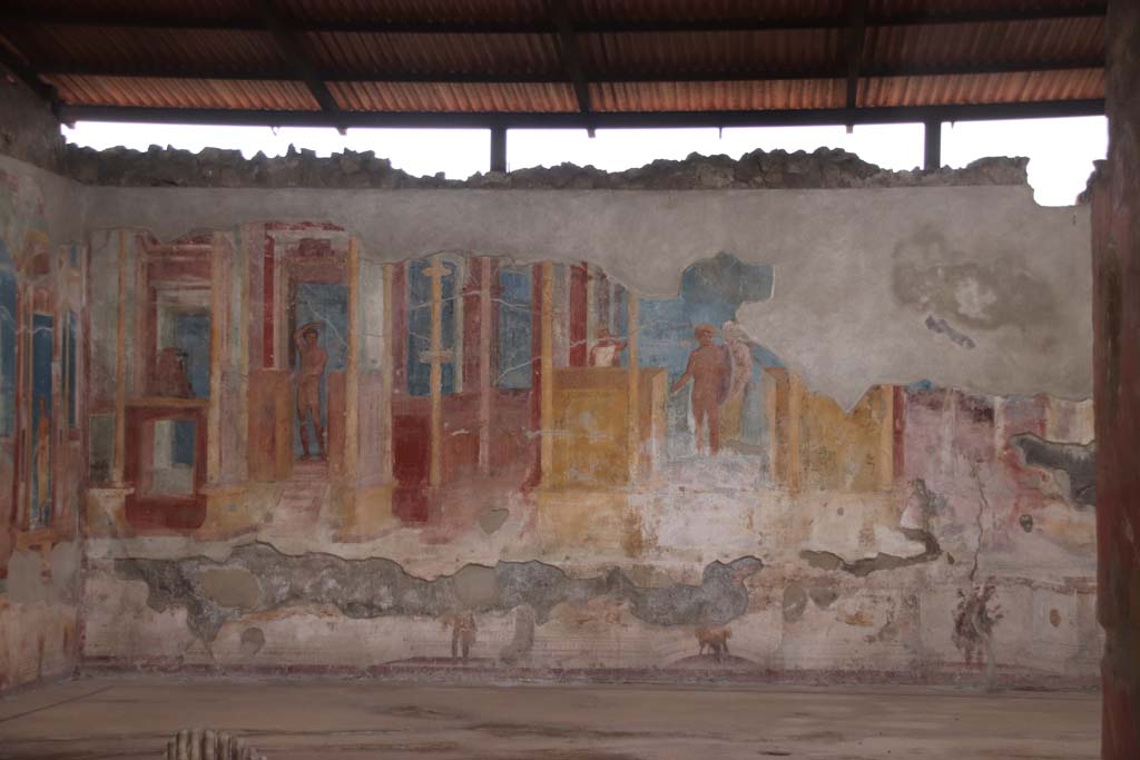 VIII.2.23 Pompeii. Painting by Discanno, showing detail of painting on the south wall, at the east end.
See Niccolini F, 1896. Le case ed i monumenti di Pompei: Volume Quarto. Napoli, Nuovi Scavi, Tav. VI.
