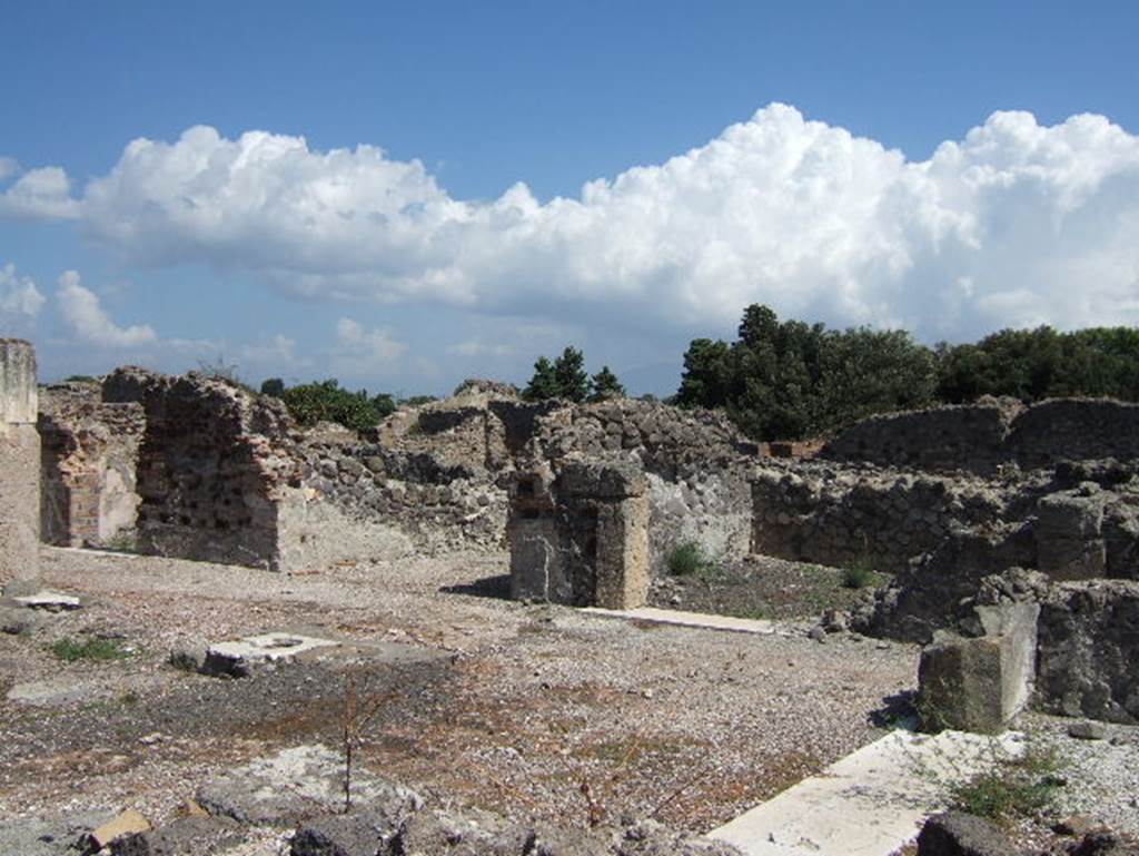 VIII.2.28 Pompeii.  September 2005.  Looking north across impluvium and columns.