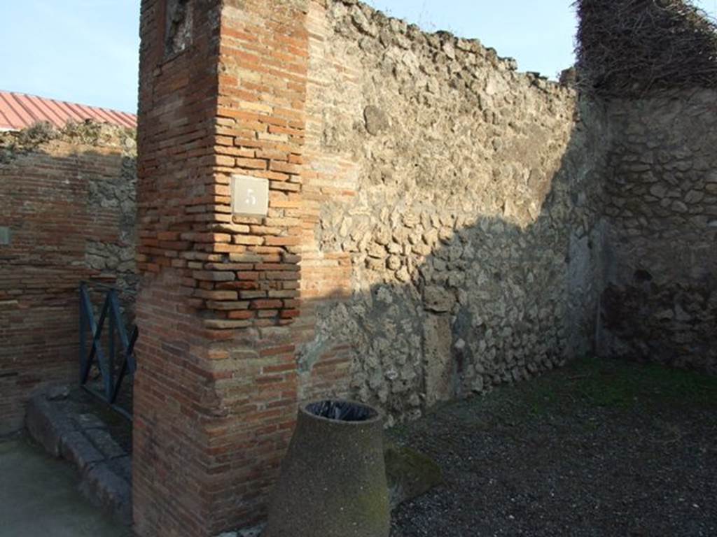 VIII.3.5 Pompeii. December 2007. East wall of shop.