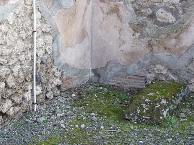 VIII.3.7 Pompeii. December 2007. South-east corner of shop-room, with base of staircase.