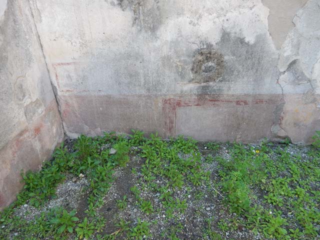 VIII.3.14 Pompeii. May 2016. Zoccolo on lower part of south wall with remains of painted decoration. Photo courtesy of Buzz Ferebee.

