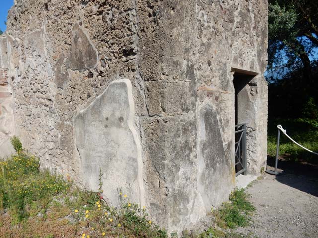VIII.3.14 Pompeii. May 2016. North wall of tablinum/exedra, on left, and doorway to cubiculum, centre right. Photo courtesy of Buzz Ferebee.
