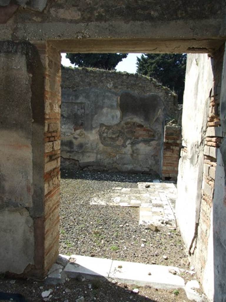 VIII.4.4 Pompeii.  March 2009.  Door to room 11, Exedra, in west wall of room 10.