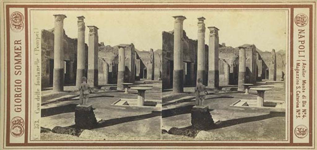 VIII.4.4 Pompeii. Stereoview by G. Sommer, c. 1870’s. Looking north across peristyle garden. Photo courtesy of Rick Bauer.