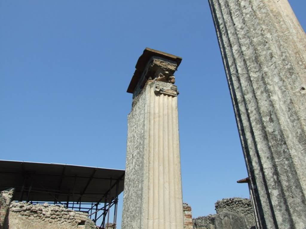 VIII.4.4 Pompeii.  March 2009.  Column and pillar on north west corner of peristyle.