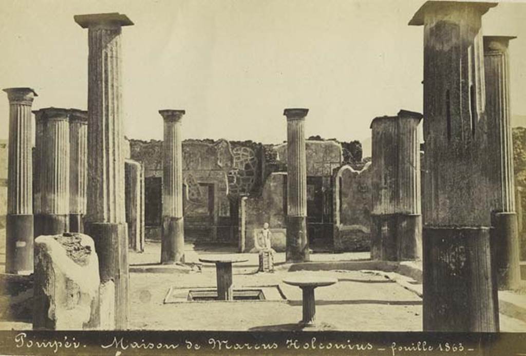 VIII.4.4 Pompeii. Undated photograph by Mauri, numbered 013. Looking south across peristyle area from north portico. Photo courtesy of Rick Bauer.
