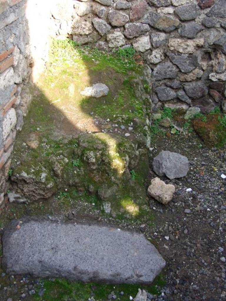 VIII.4.10 Pompeii.  Shop and room.  December 2007.  Base of stairs in rear room.