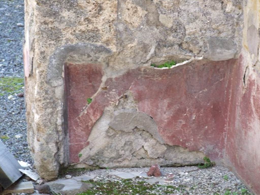 VIII.4.15 Pompeii.  March 2009. Room 18. Cubiculum.  Remains of painted plant decoration in south west corner.