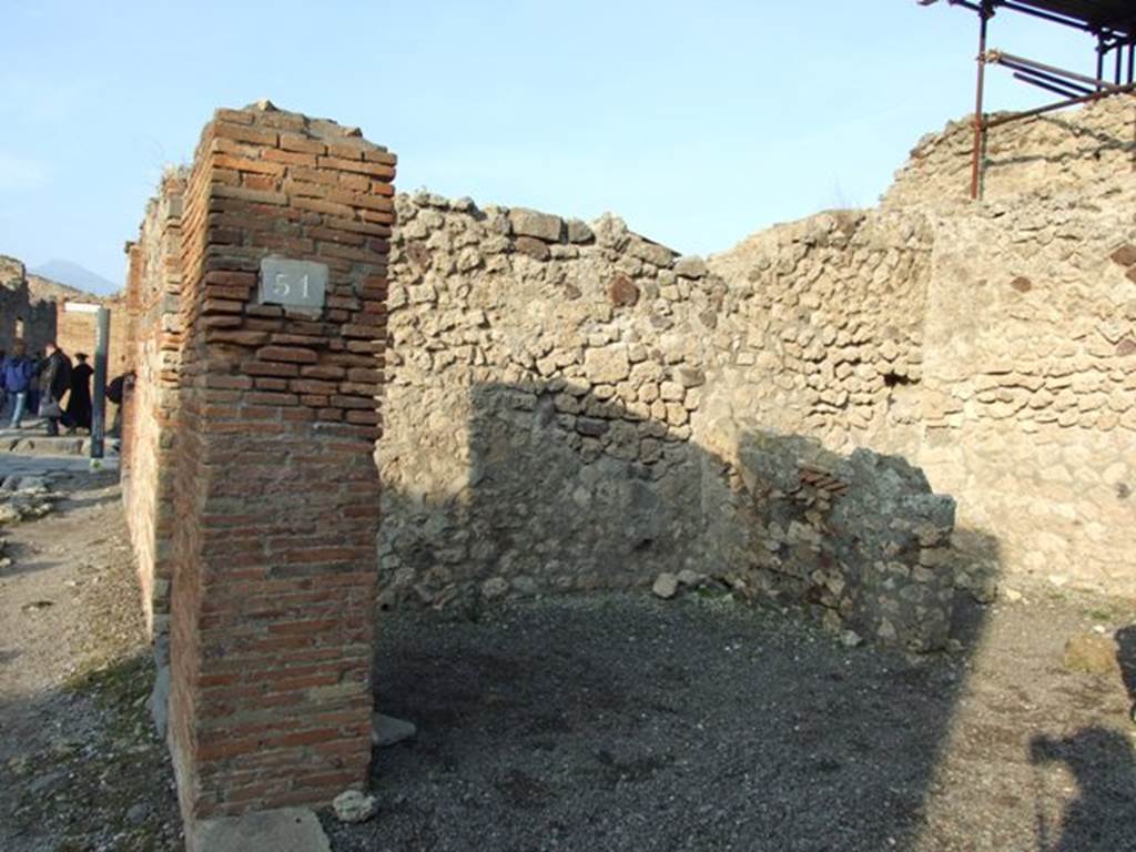 VIII.4.51 Pompeii. December 2007. Looking north to 2 rooms, one would have been under the stairs to upper floor from VIII.4.52.