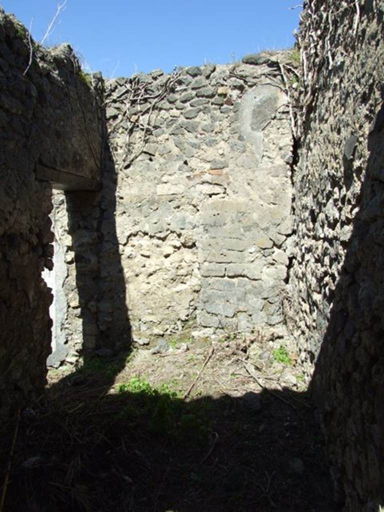 VIII.5.16 Pompeii.  March 2009.  North wall of small room with door to Large Triclinium, and contained staircase to upper floor?