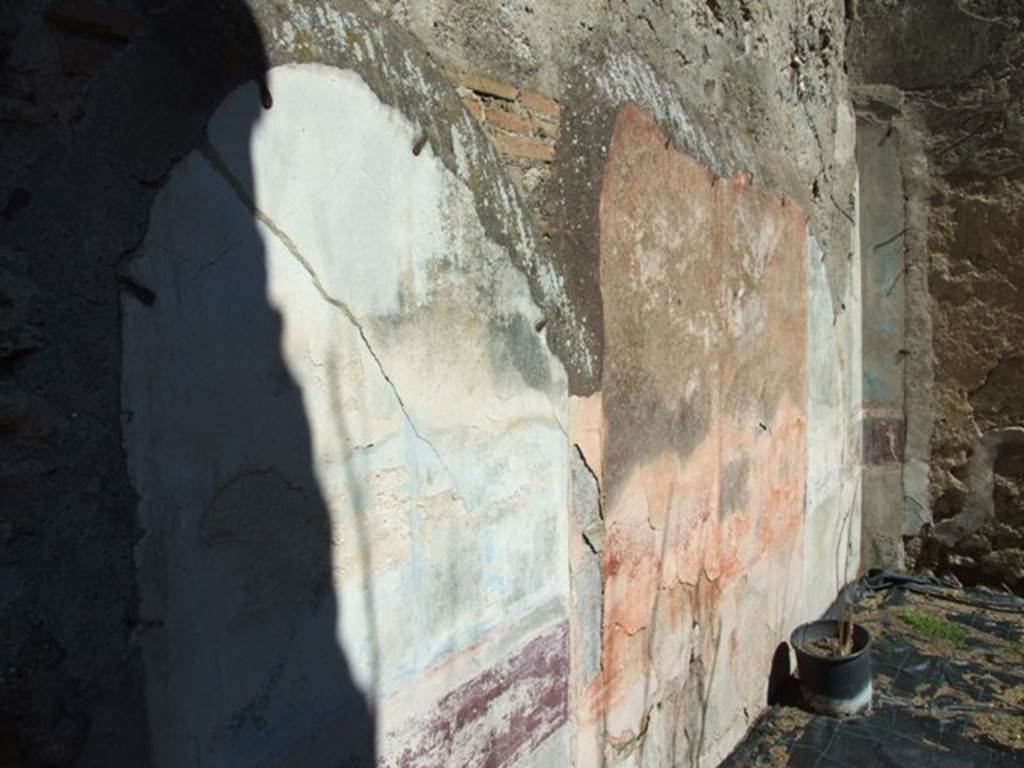 VIII.5.16 Pompeii. May 2017. Room 7, detail of west side of north wall. Photo courtesy of Buzz Ferebee.
