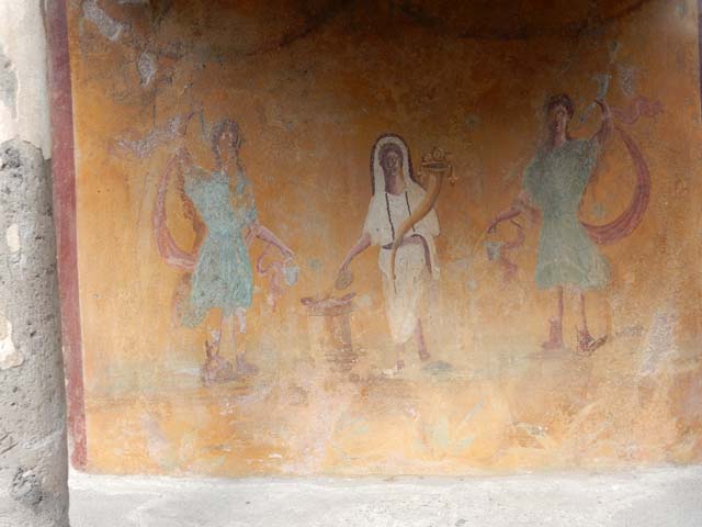 VIII.5.37 Pompeii. May 2017. Lararium painting, after restoration. Photo courtesy of Buzz Ferebee.
