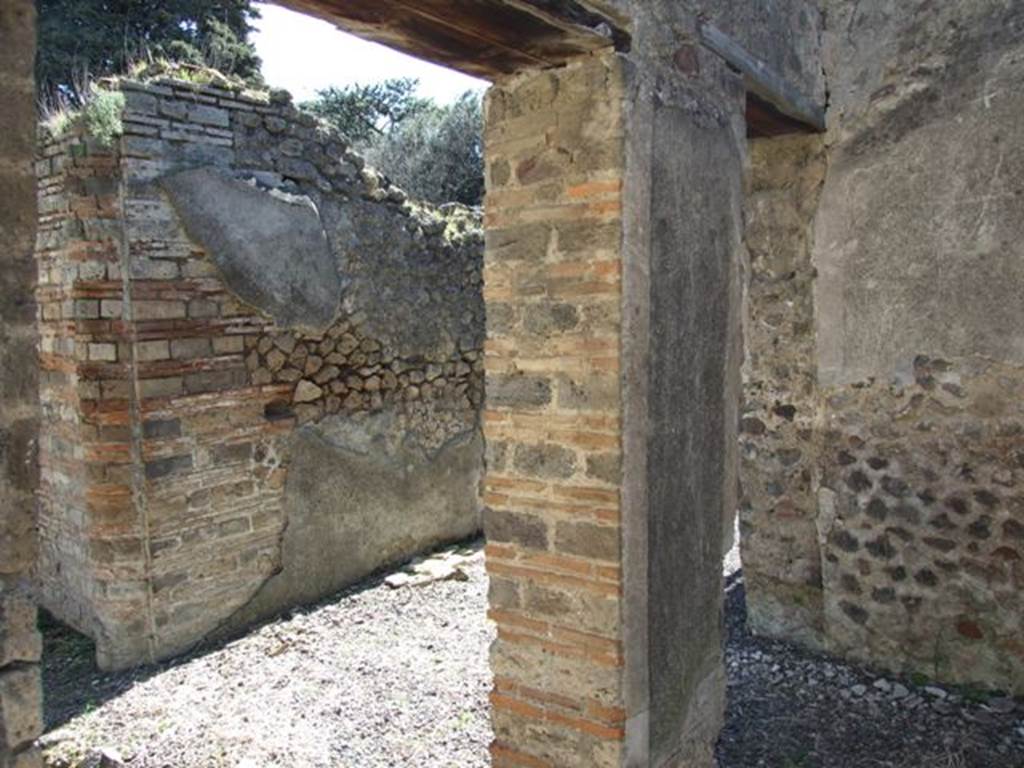 VIII.5.37 Pompeii. March 2009. Room 11, east wall with two doorways to west corridor/garden area.