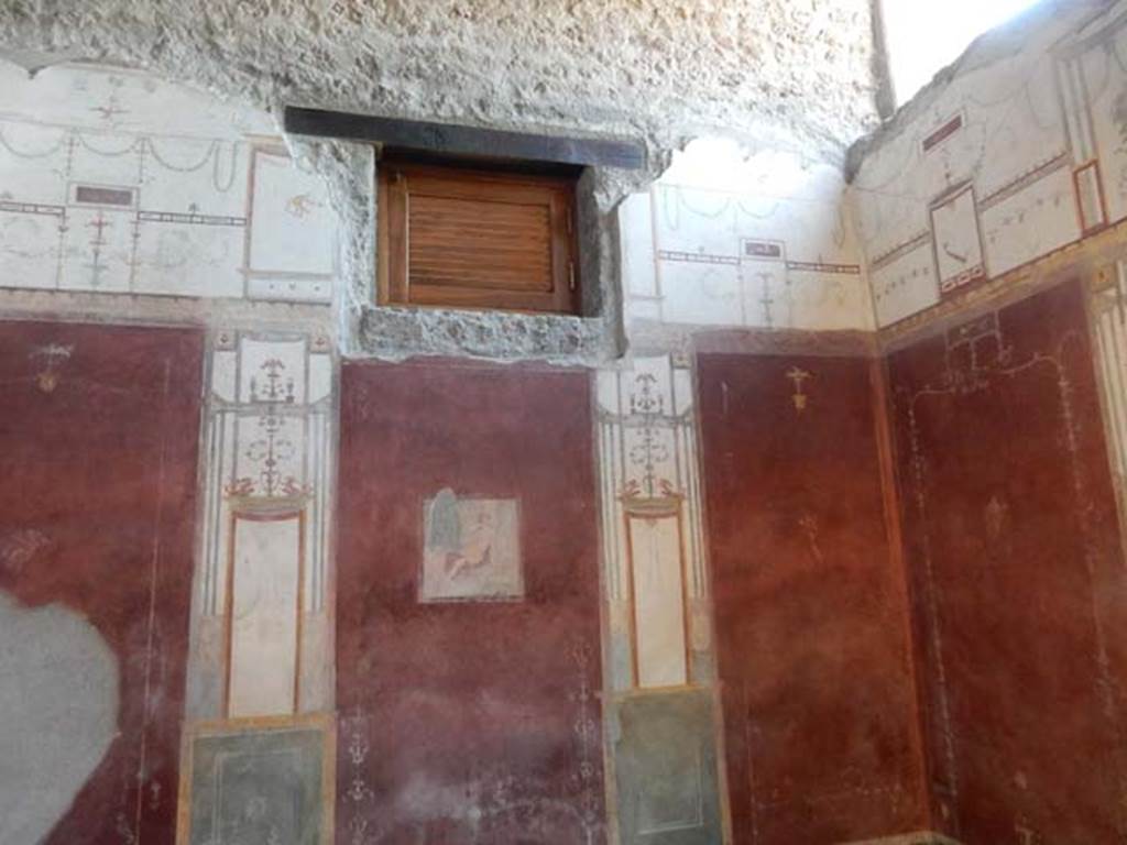 VIII.5.37 Pompeii. May 2017. Room 13, centre and north end of west wall after restoration. Photo courtesy of Buzz Ferebee.
