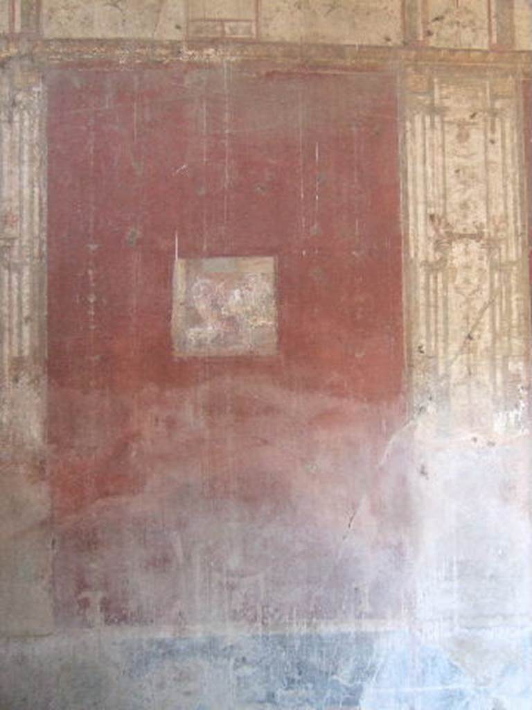 VIII.5.37 Pompeii.  September 2005.  Room `13. Oecus. North wall.
Central wall painting
