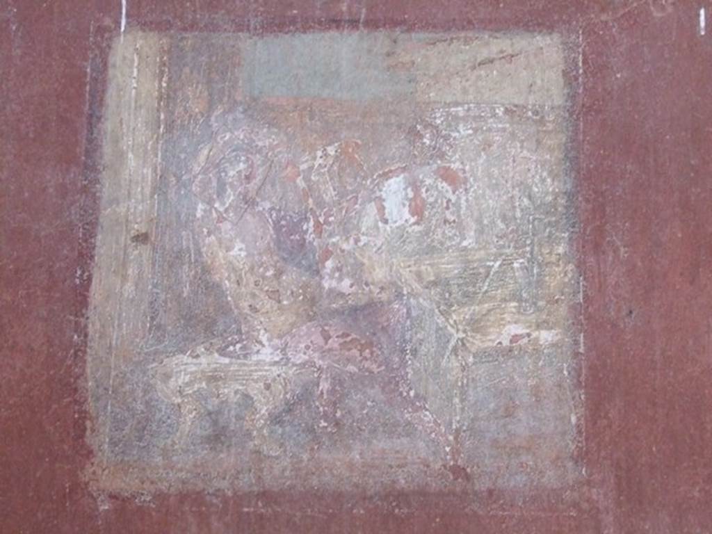 VIII.5.37 Pompeii. March 2009. Room 13, oecus. Wall painting Apollo Citharista and Muse, in centre of north wall. See Richardson, L., 2000. A Catalog of Identifiable Figure Painters of Ancient Pompeii, Herculaneum. Baltimore: John Hopkins.(p.127) 

