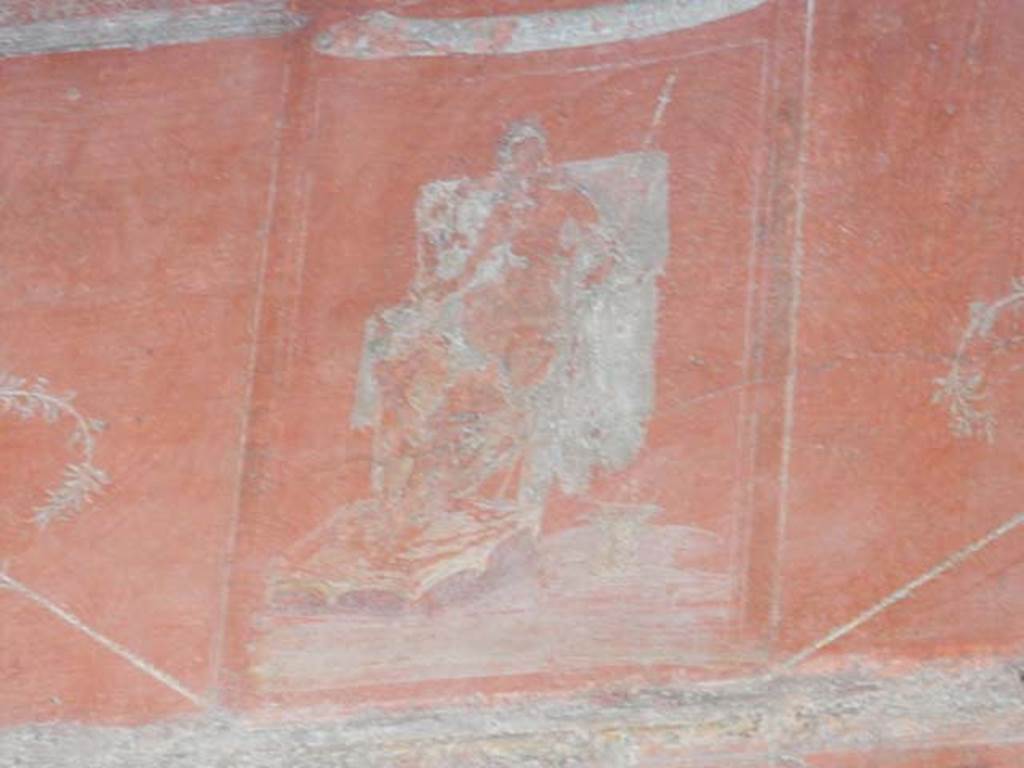 VIII.5.37 Pompeii. May 2017. Room 14, detail from upper central panel of south wall after restoration. Photo courtesy of Buzz Ferebee.
