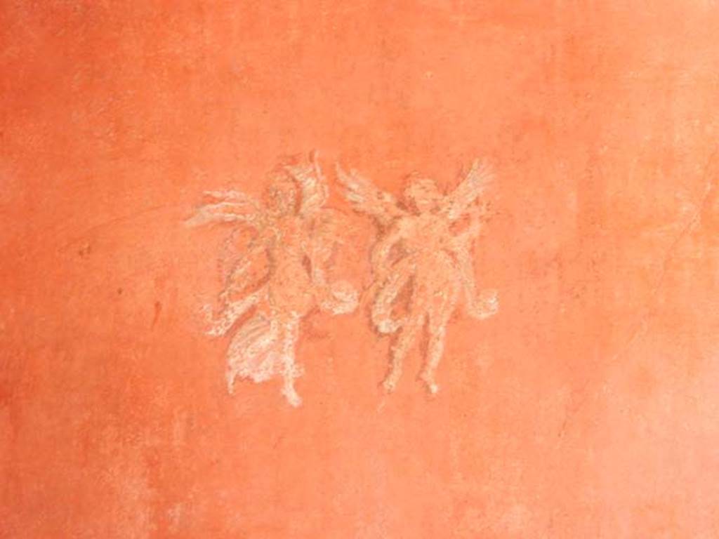 VIII.5.37 Pompeii. May 2017. Room 14, painting of floating figures from east end of south wall of oecus after restoration. Photo courtesy of Buzz Ferebee.
