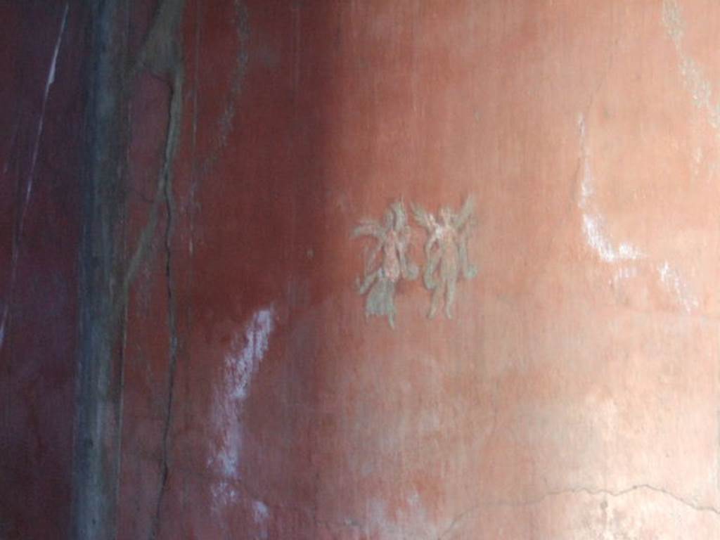 VIII.5.37 Pompeii. September 2005. Room 14, painting of floating figures from east end of south wall of oecus.