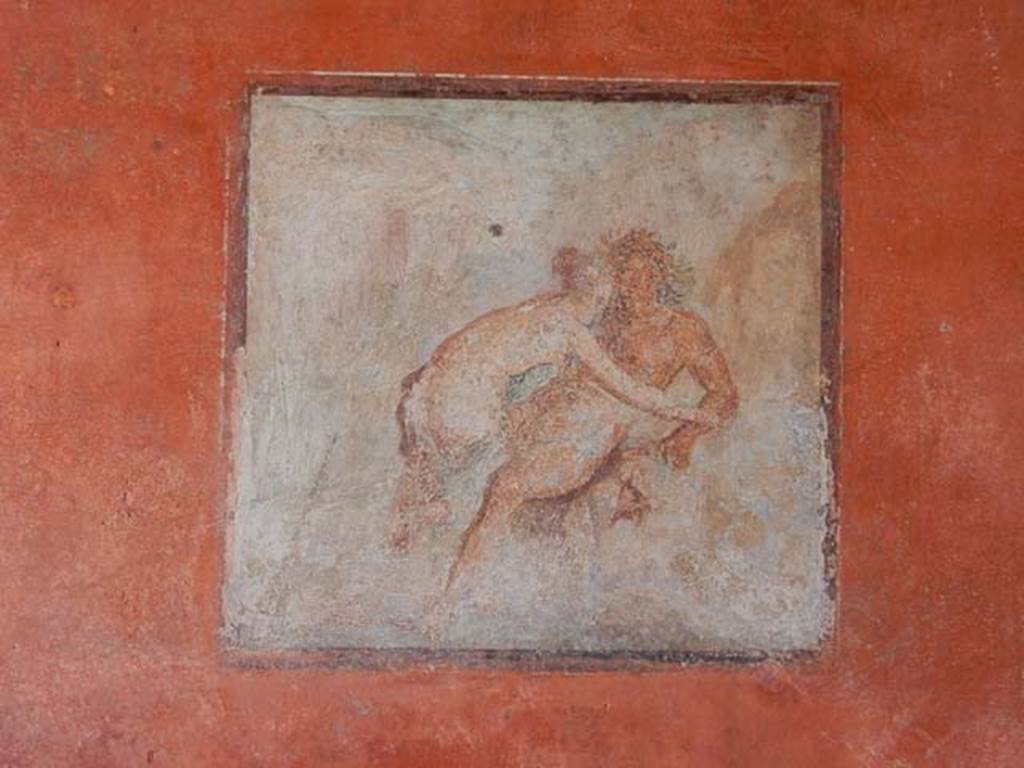 VIII.5.37 Pompeii. May 2017. Room 14, central wall painting from south wall of oecus after restoration. Photo courtesy of Buzz Ferebee.

