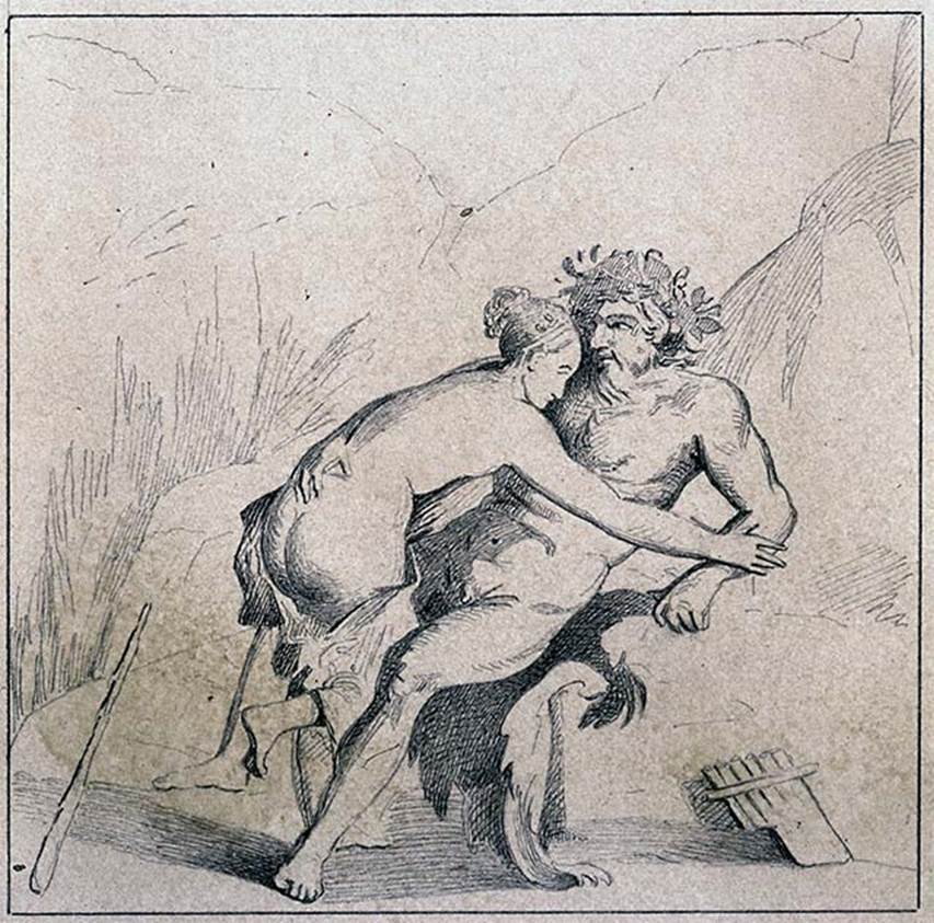 VIII.5.37 Pompeii. Room 14, drawing by G. Discanno of painting of Galatea and Polyphemus from south wall.
DAIR 83.195. Photo © Deutsches Archäologisches Institut, Abteilung Rom, Arkiv. 

