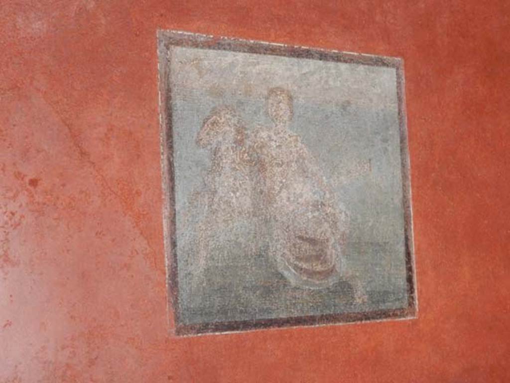 VIII.5.37 Pompeii. May 2017. Room 14, central wall painting of Phrixus (or Phryxus or Frisso) and the ram after restoration. Photo courtesy of Buzz Ferebee.
