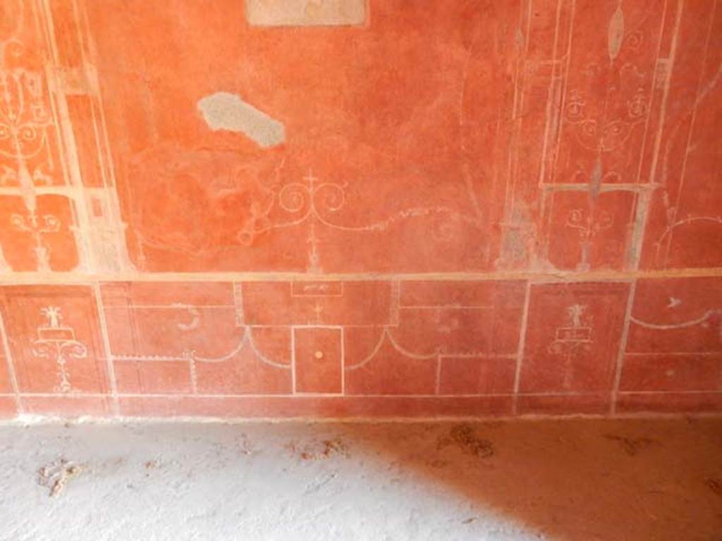 VIII.5.37 Pompeii. May 2017. Room 14, lower centre of north wall and zoccolo, after restoration. Photo courtesy of Buzz Ferebee.
