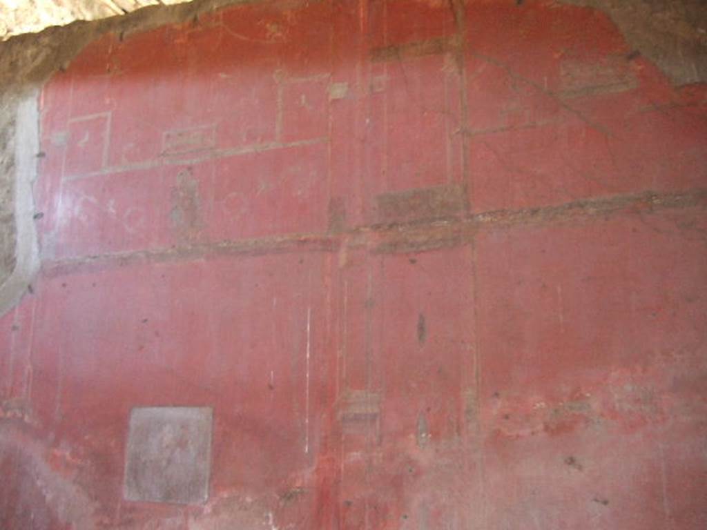 VIII.5.37 Pompeii.  September 2005.  Room 14. Oecus.  Upper North wall. East end.