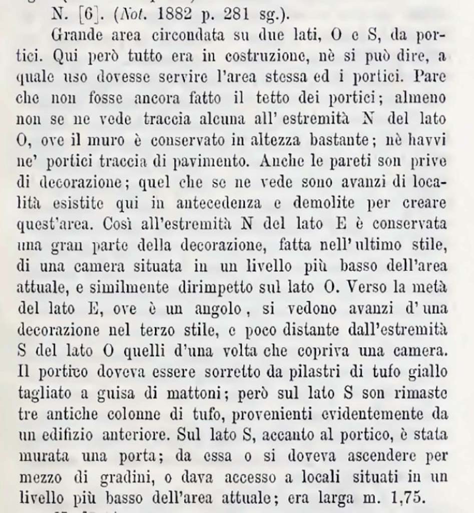 BdI, 1884, p.137, with regard to excavation taken place between November 1881 and April 1882, published by Sogliano in NdS, May 1882.