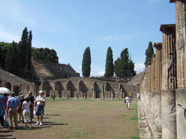VIII.7.16 Pompeii. October 2014. East wall of exedra. Photo courtesy of Michael Binns. 