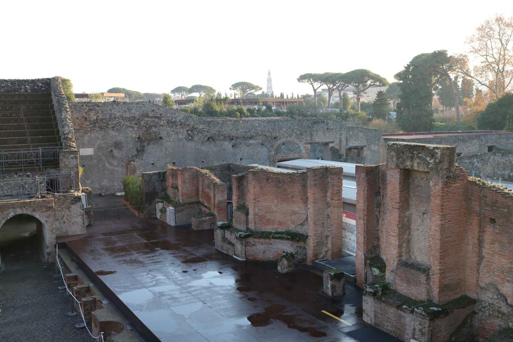 VIII.7.21 Pompeii. December 2018. Looking south-east across stage. Photo courtesy of Aude Durand.