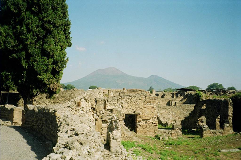 VIII.7.26 Pompeii. July 2010. Looking north-east from Large Theatre, overlooking the rear garden. Photo courtesy of Rick Bauer.